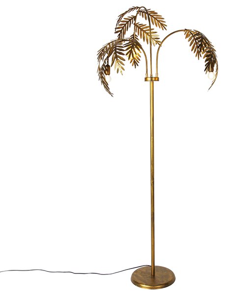 Lampa podłogowa vintage antyczne złoto 3-punktowa duża - Botanica Oswietlenie wewnetrzne