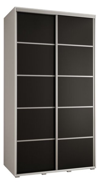 Szafa przesuwna wysoka Davos 4 140, gł. 45 cm biały + czarny + srebrny