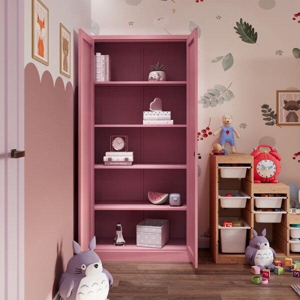 Szafa biurowa metalowa wysoka na dokumenty pudrowy róż, 900x1950x400 mm: JAN H Fresh Style
