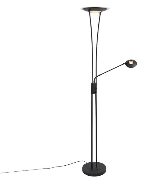 Nowoczesna lampa podłogowa czarna z LED z ramieniem do czytania - Ibiza Oswietlenie wewnetrzne
