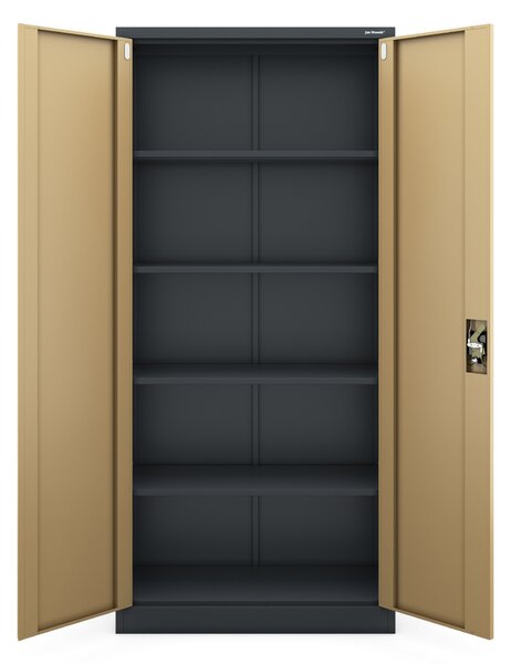 Szafa na dokumenty biurowa metalowa antracytowa/ orzech: Eco Design JAN H, 900 x 1950 x 400 mm