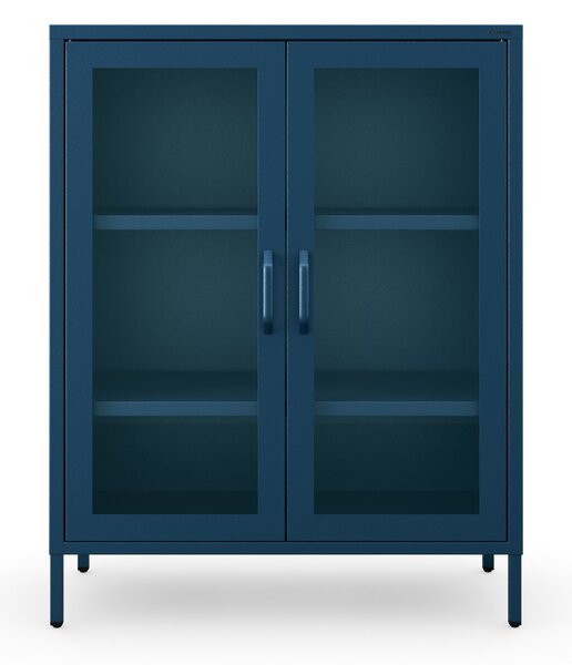 Witryna przeszklona niska granatowa: Modern GINA, 800 x 1015 x 400 mm