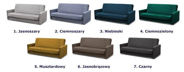 Musztardowa tapicerowana welurem wersalka E7-E05