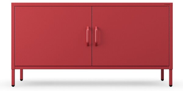 Szafka RTV metalowa na nóżkach czerwona, 1150x595x400 mm: ROSA Modern