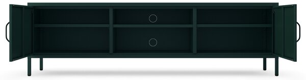 Szafka RTV metalowa szeroka XL na nóżkach butelkowa zieleń, 1700x400x500 mm: ROSARIA