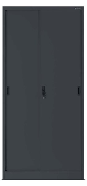 Szafa biurowa metalowa z drzwiami przesuwnymi antracytowa, 900x1850x400 mm: KUBA