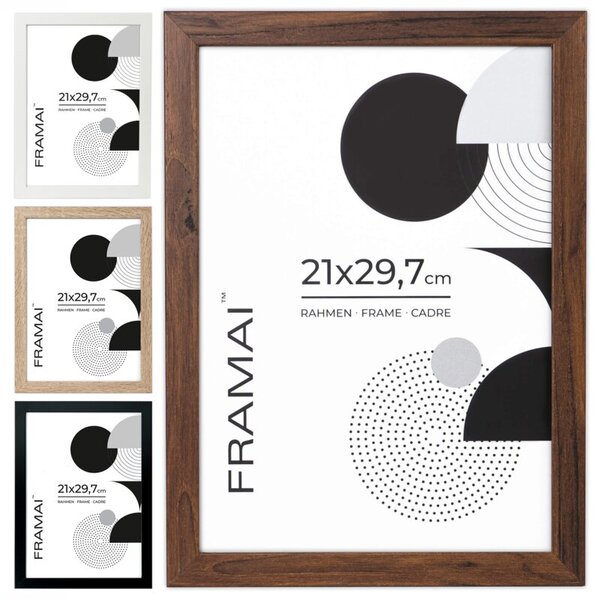 Brązowa ramka na zdjęcia w rozmiarze 21x29,7 cm FRAMAI®