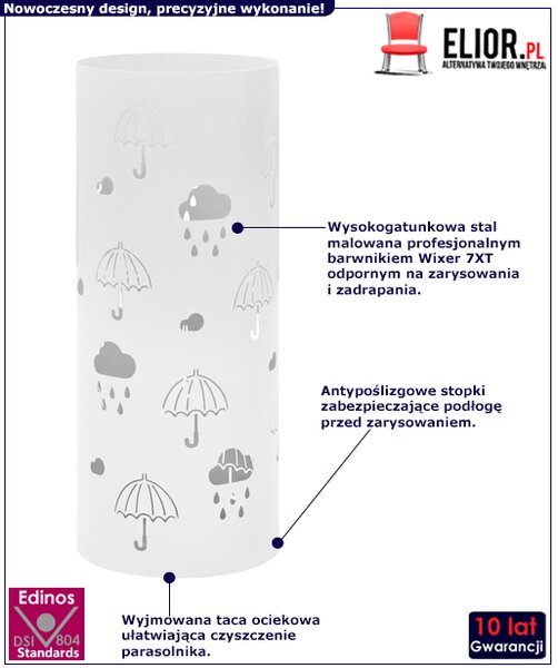 Biały pionowy ozdobny parasolnik W4-H76