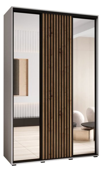 Szafa przesuwna wysoka Lanko 2 150, gł. 60 cm biały + artisan + czarny