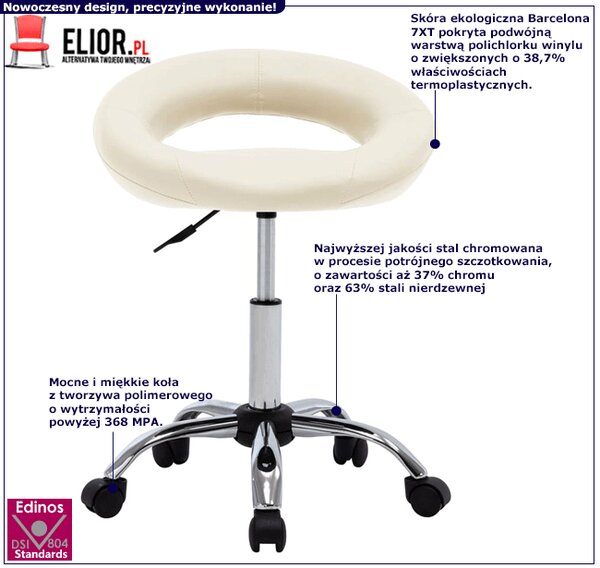 Fotel obrotowy bez oparcia kremowy G5-E22