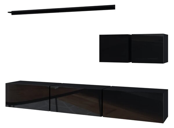 Meblościanka modułowa czarny połysk B1-C77