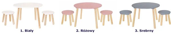 Różowy zestaw dla dziewczynki stolik z taboretami P0-S43