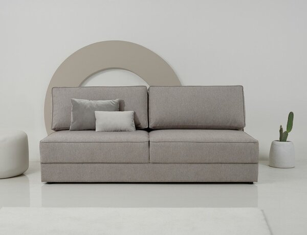 Beżowa rozkładana sofa ze schowkiem 202 cm Dora – Scandic