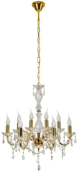 Złoty żyrandol glamour ośmioramienny z kryształkami - 3X Z005 G3-T01