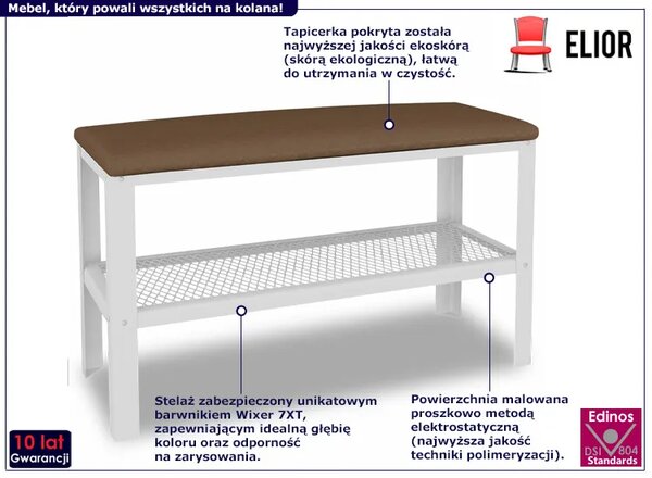 Nowoczesne siedzisko z półką na buty biały + ciemny beż C2-P00