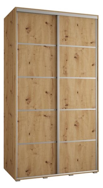 Szafa przesuwna wysoka Davos 4 140, gł. 60 cm artisan + artisan + srebrny