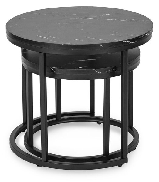 Komplet dwóch eleganckich stolików czarny marmur C1-L64