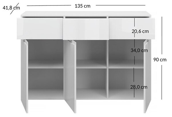 Biała komoda z szufladami i półkami Z3-K53