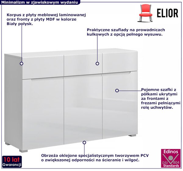 Biała komoda z szufladami i półkami Z3-K53