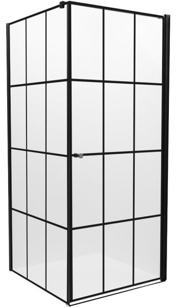 NEW TRENDY Kabina prysznicowa kwadratowa RENA BLACK PRAWA 90x195 szkł