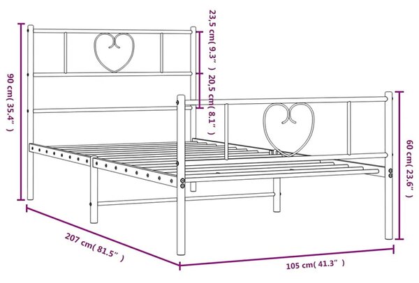 Czarne Loftowe Łóżko Z Metalu 100X200Cm S1-Z77