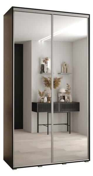 Szafa przesuwna wysoka Davos 2 140, gł. 45 cm czarny + czarny + srebrny