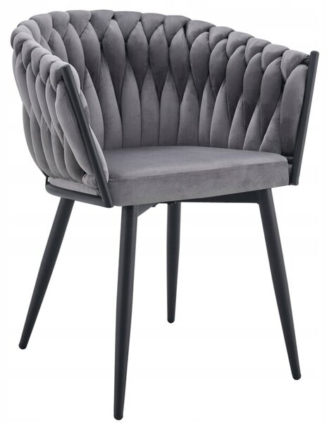 Nowoczesne stylowe krzesło jadalnia salon welur glamour KT220 szare