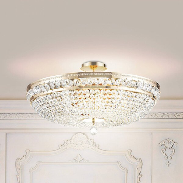 Maytoni Lampa sufitowa kryształowa Ottilia, możliwość ściemniania, mosiężny / złoty, salon / jadalnia, metal, antyczny