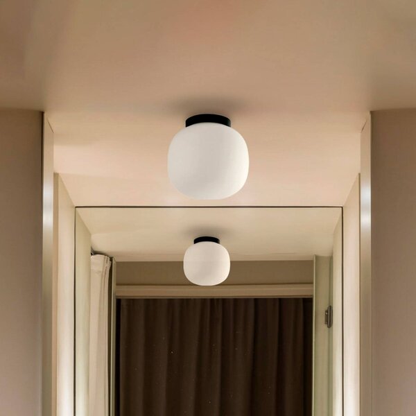 FARO BARCELONA Lampa sufitowa Amelia, możliwość ściemniania, czarny, łazienka, szkło, nowoczesny