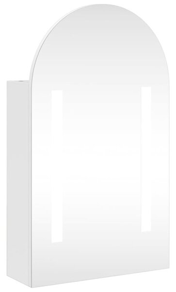 Szafka łazienkowa z lustrem i LED, łukowa, biała, 42x13x70 cm