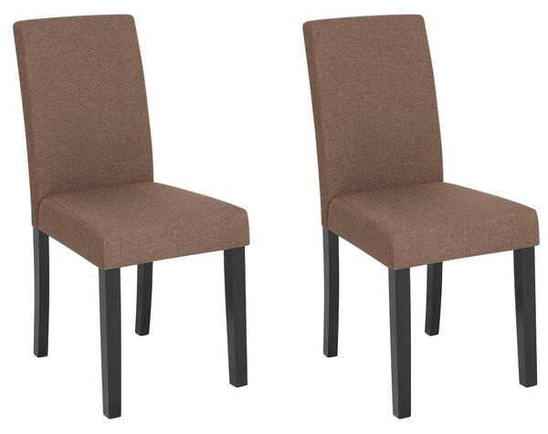 Zestaw 2 krzeseł do jadalni brązowy tapicerowany ciemne drewniane nogi Broadway Beliani