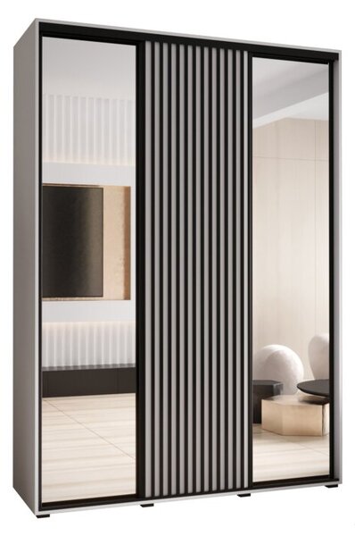 Szafa przesuwna wysoka Lanko 2 170, gł. 45 cm biały + biały + czarny