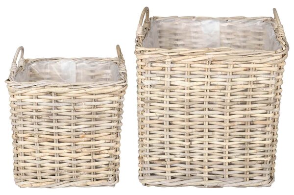 Kosz na rośliny 2 szt. Naturalna szarość Rattan Kubu