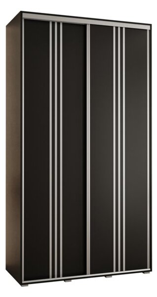 Szafa przesuwna wysoka Davos 6 130, gł. 45 cm czarny + czarny + srebrny