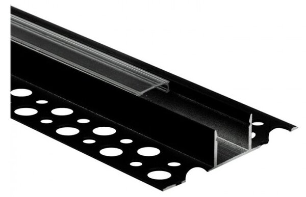Profil do taśm LED GN02 natynkowy czarny + klosz przezroczysty 2m Ecolight