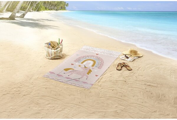 Różowy/beżowy ręcznik plażowy 75x150 cm – Good Morning