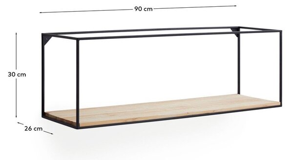 Czarno-naturalna półka z litego drewna jodłowego 90 cm Elisha – Kave Home
