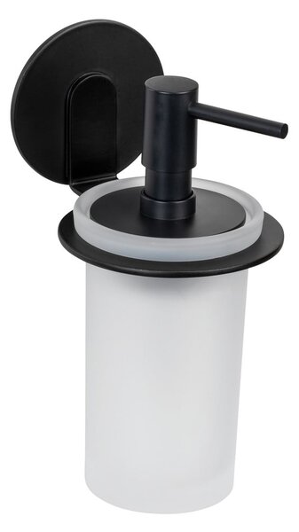 Samoprzylepny szklany dozownik do mydła w kolorze matowej czerni 150 ml Bivio – Wenko