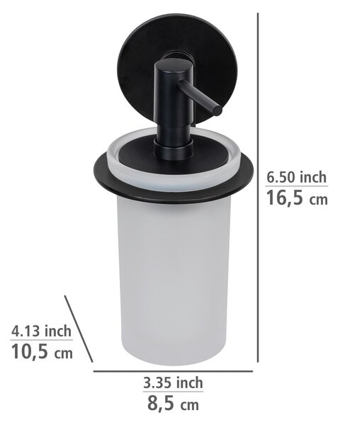 Samoprzylepny szklany dozownik do mydła w kolorze matowej czerni 150 ml Bivio – Wenko