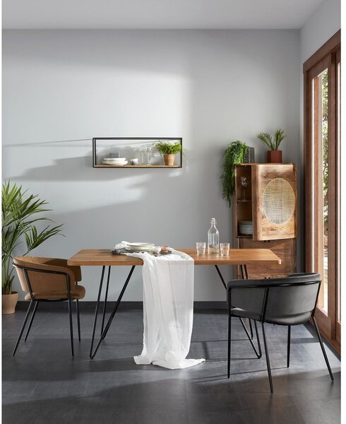 Czarno-naturalna półka z litego drewna jodłowego 90 cm Elisha – Kave Home