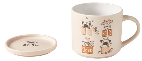 Beżowo-jasnobrązowe porcelanowe kubki zestaw 2 szt. 35 ml – Brandani