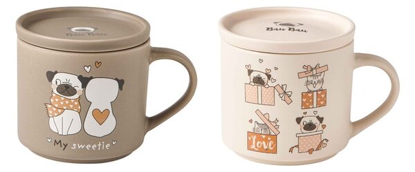 Beżowo-jasnobrązowe porcelanowe kubki zestaw 2 szt. 35 ml – Brandani