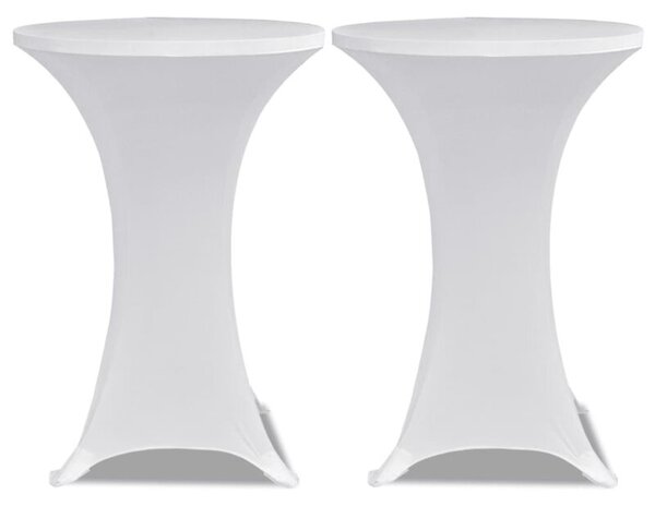 Obrus na stół barowy Ø 70 cm biały rozciągany 2 szt