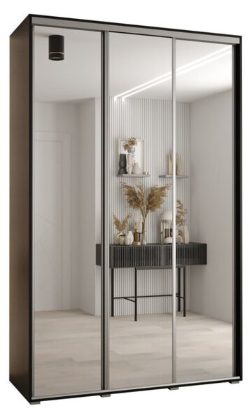 Szafa przesuwna wysoka Davos 2 160, gł. 60 cm czarny + czarny + srebrny