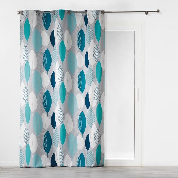 Niebieska zasłona 140x240 cm Leafy – douceur d'intérieur