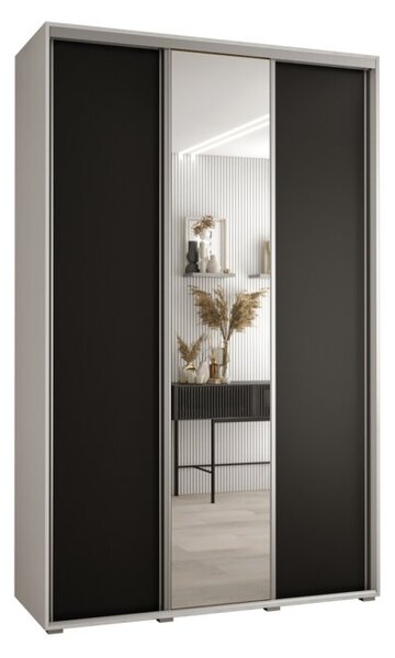 Szafa przesuwna wysoka Davos 3 160, gł. 45 cm biały + czarny + srebrny