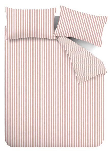 Różowa flanelowa pościel jednoosobowa 135x200 cm Stripe – Catherine Lansfield