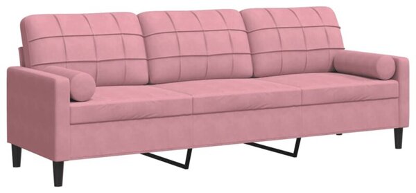 Sofa 3-osobowa z poduszkami, rÃ³Å¼owa, 210 cm, aksamit