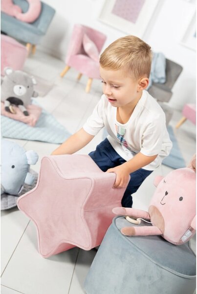 Jasnoróżowy aksamitny puf dziecięcy Lil Sofa – Roba