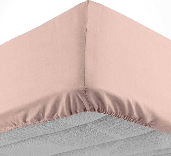 Różowe bawełniane prześcieradło z gumką 180x200 cm Lina – douceur d'intérieur